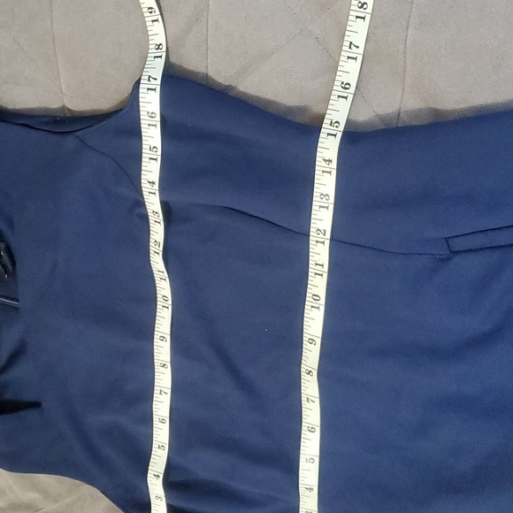 Lands End Ponte Knit Sleeveless Dress Solid Blue Pockets Sheath Stretch Sz 8P - Picture 10 of 11